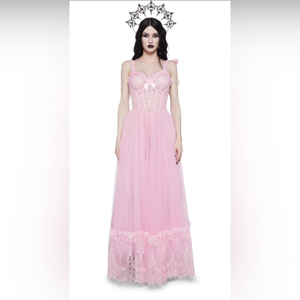 NWT Widow Death Becomes Her Goth Gown in Pink Lace Sz M - Picture 13 of 16